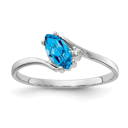 14K Weißgold 7x3.5mm Marquise Blautopas Aaa Diamant Ring
