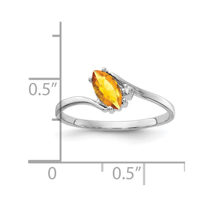 14K Weißgold 7x3.5mm Marquise Citrin Aa Diamant Ring