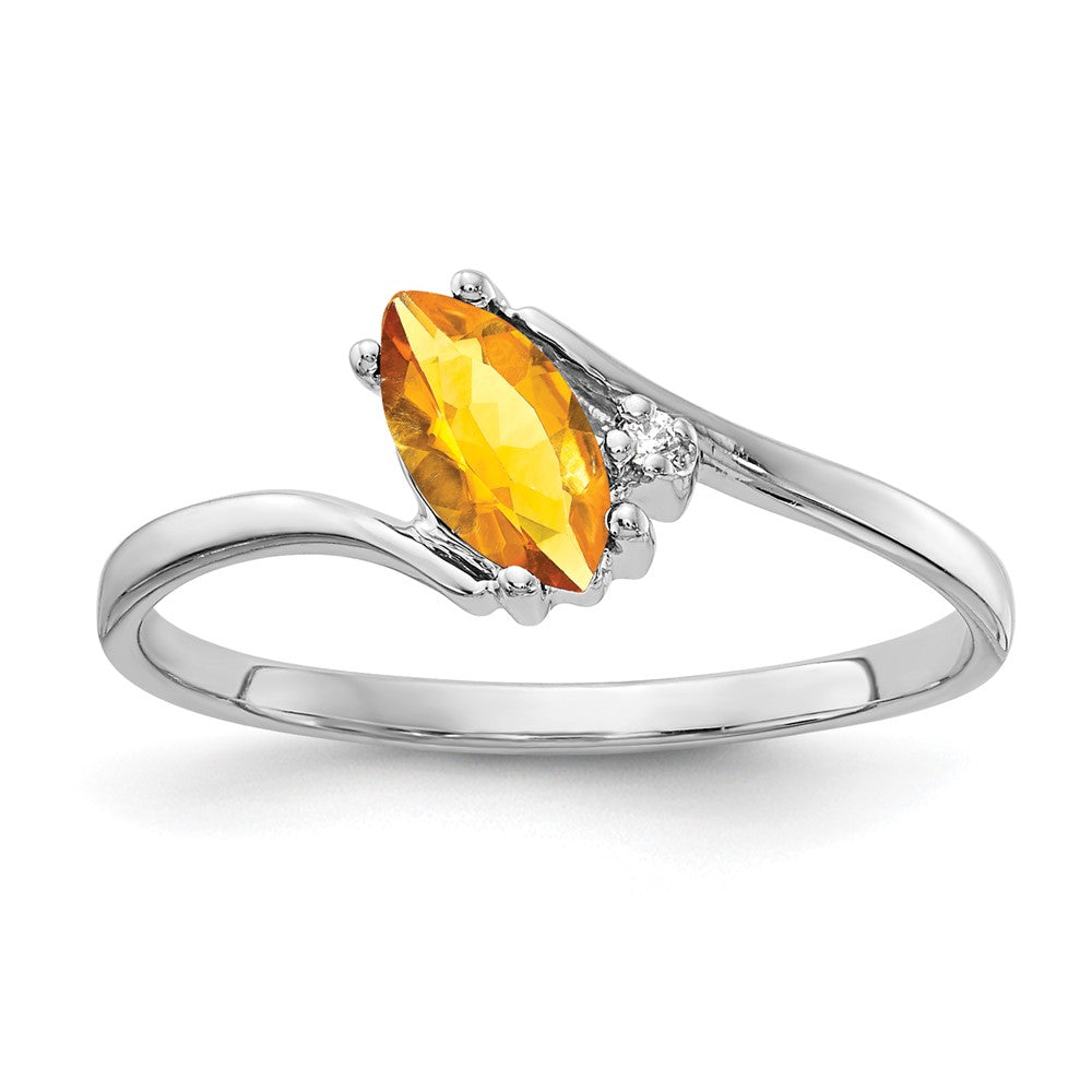 14K Weißgold 7x3.5mm Marquise Citrin Aa Diamant Ring