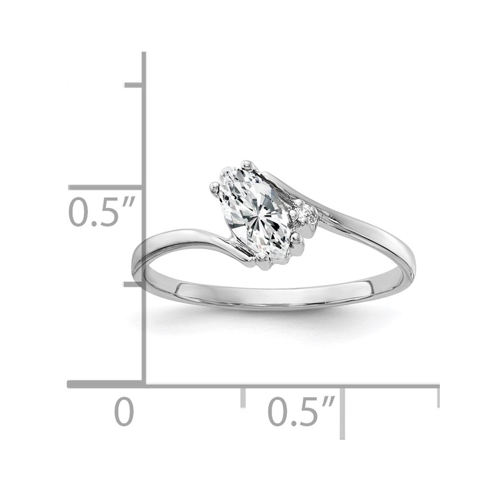 14K Weißgold 7x3.5mm Marquise Zirkonia A Diamant Ring