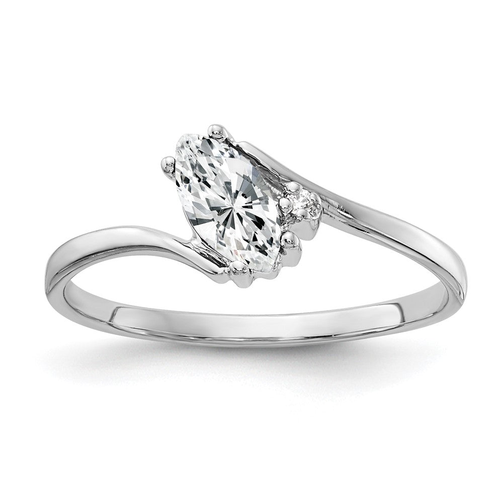 14K Weißgold 7x3.5mm Marquise Zirkonia Vs Diamant Ring