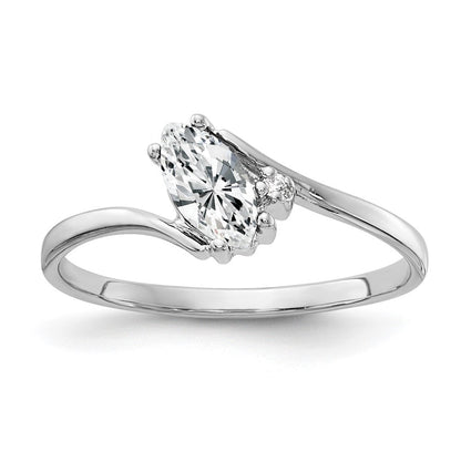 14K Weißgold 7x3.5mm Marquise Zirkonia Aa Diamant Ring