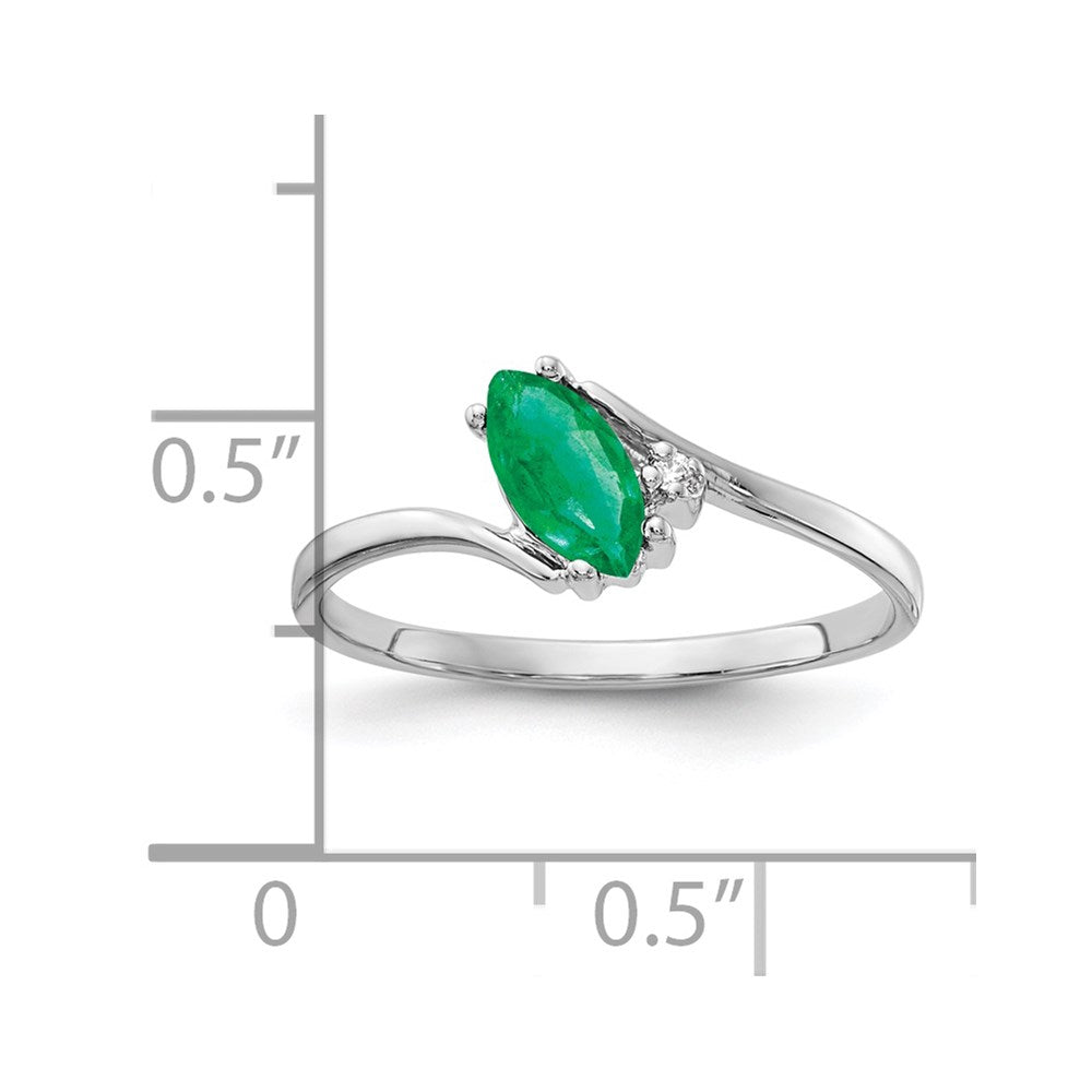 14K Weißgold 7x3.5mm Marquise Smaragd Aa Diamant Ring