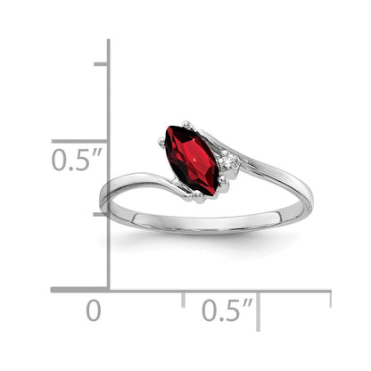 14K Weißgold 7x3.5mm Marquise Granat Vs Diamant Ring