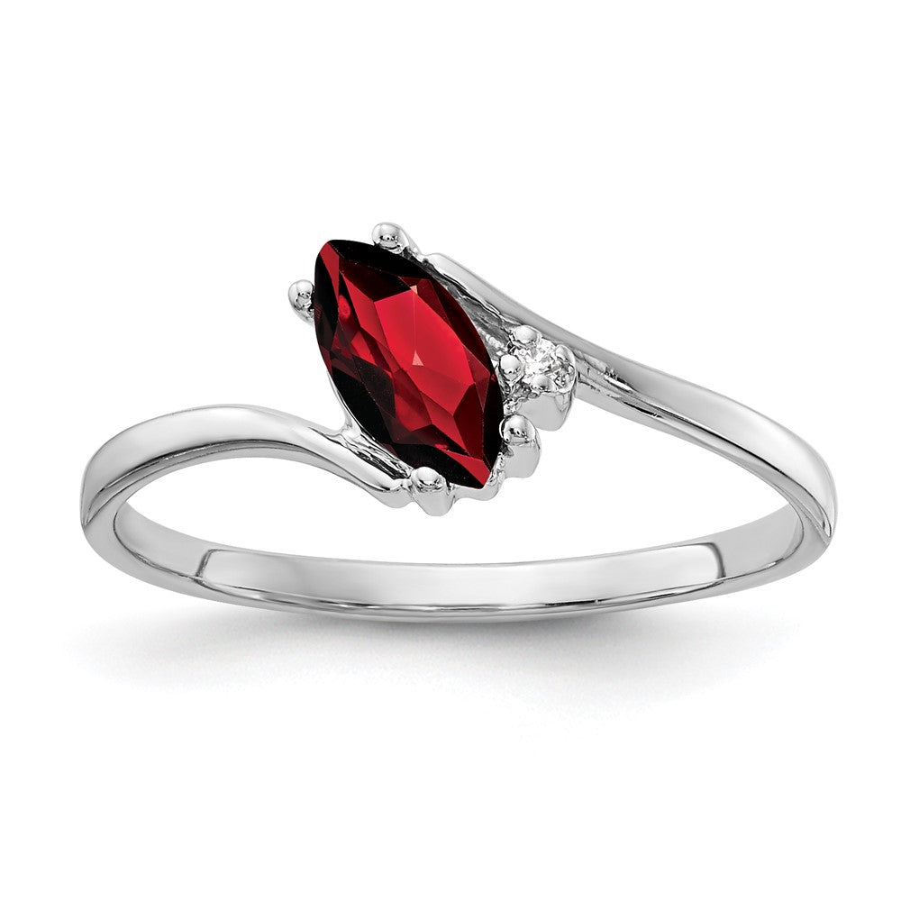 14K Weißgold 7x3.5mm Marquise Granat Aa Diamant Ring