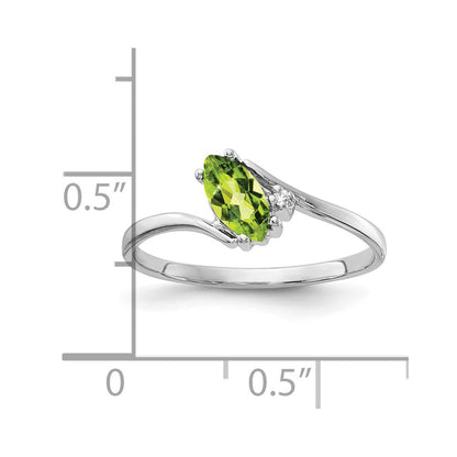 14K Weißgold 7x3.5mm Marquise Peridot Aaa Diamant Ring