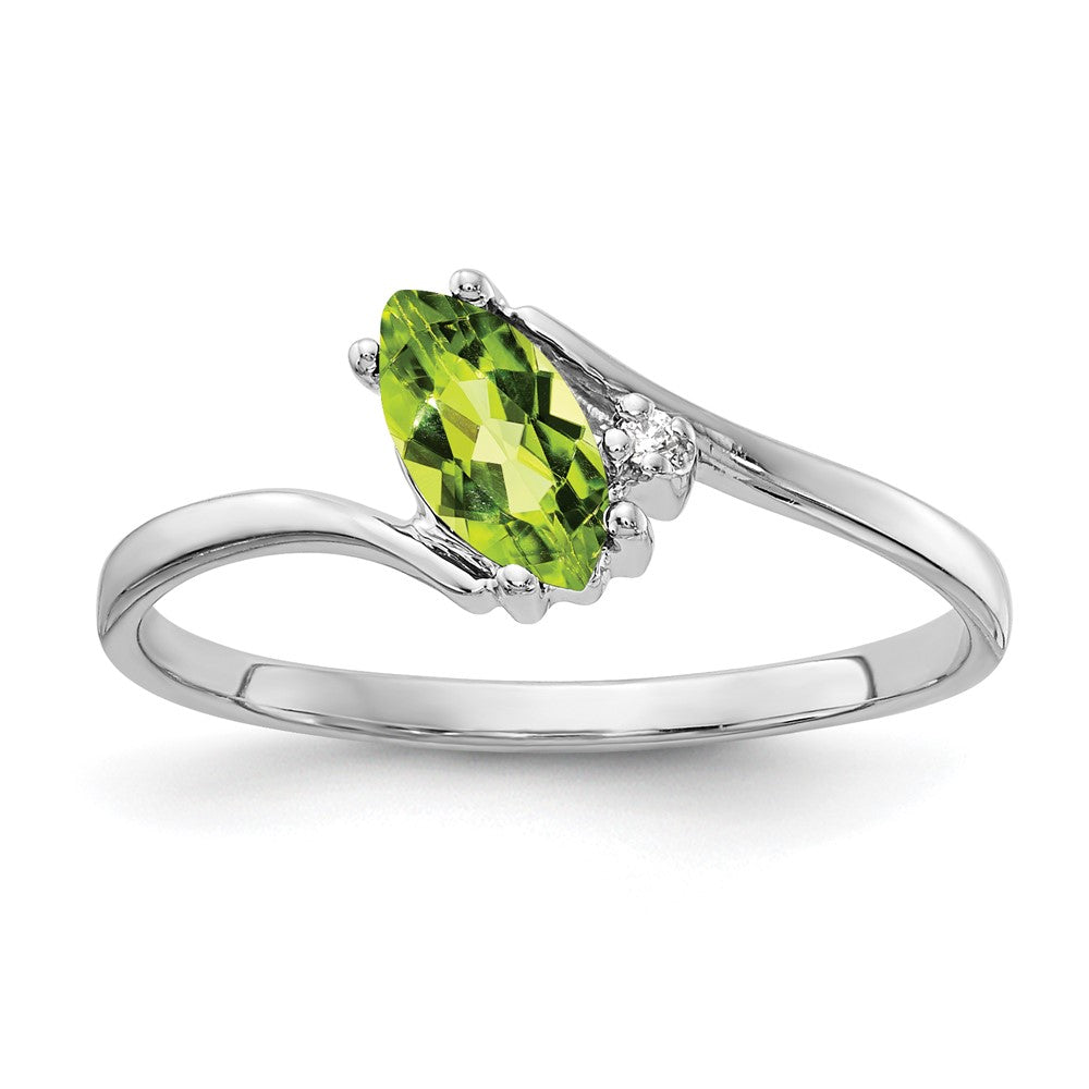 14K Weißgold 7x3.5mm Marquise Peridot Aa Diamant Ring