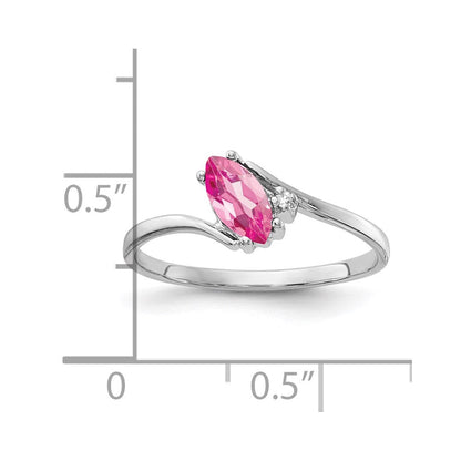 14K Weißgold 7x3.5mm Marquise Rosa Turmalin Aa Diamant Ring