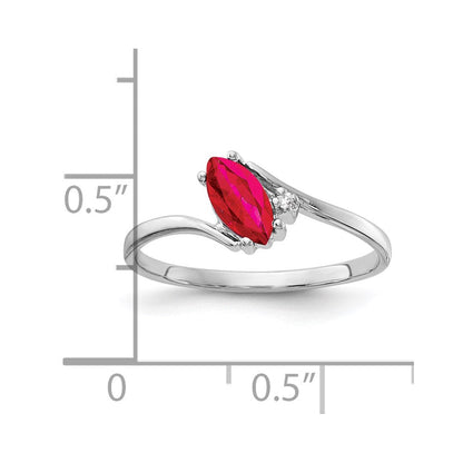 14K Weißgold 7x3.5mm Marquise Rubin Vs Diamant Ring