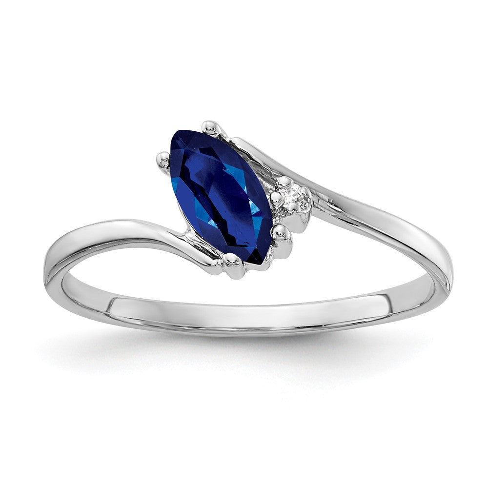 14K Weißgold 7x3.5mm Marquise Saphir A Diamant Ring