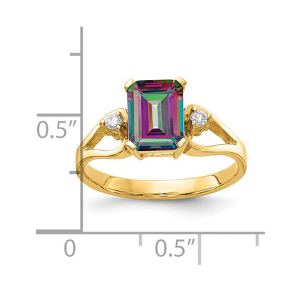 14K Gelbgold Aa Echt Diamant Mystic Topas Ring