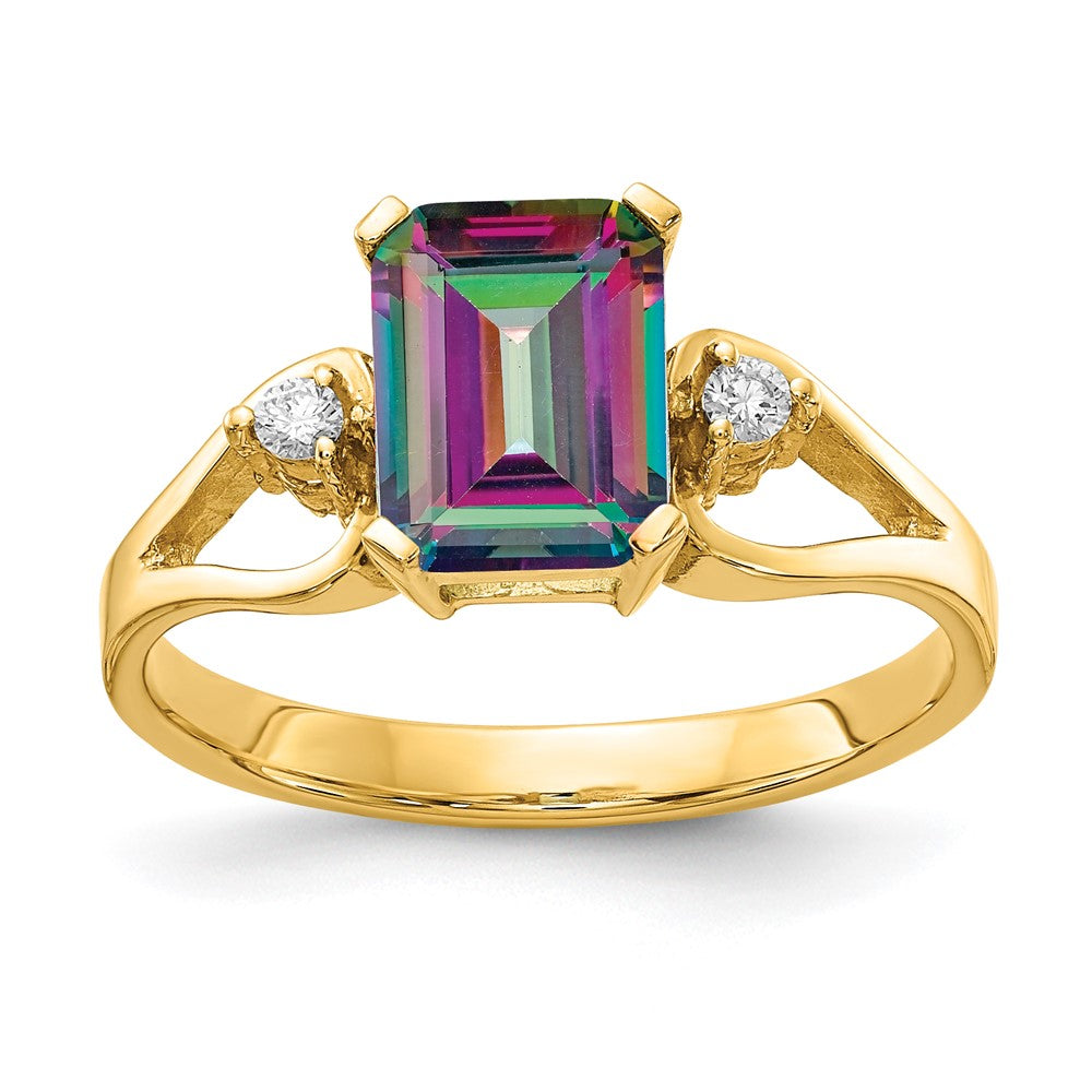14K Gelbgold Aa Echt Diamant Mystic Topas Ring