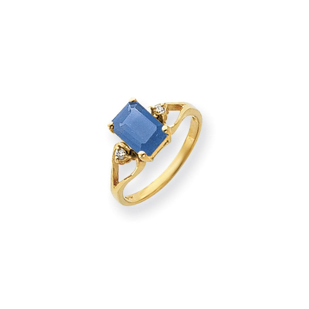 14K Gelbgold 8x6mm Smaragdschliff Tsavorite A Diamant Ring