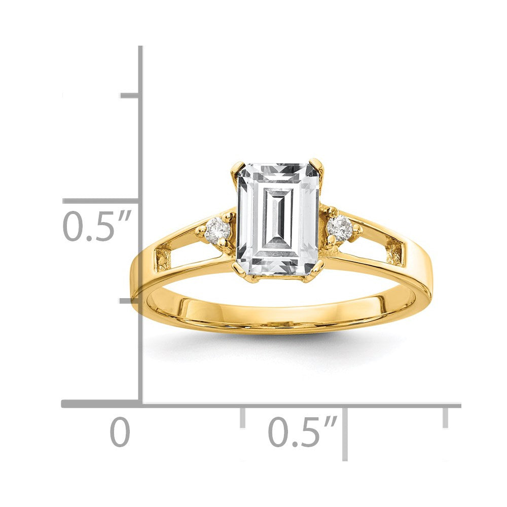 14K Gelbgold 7x5mm Smaragdschliff Zirkonia Aaa Diamant Ring