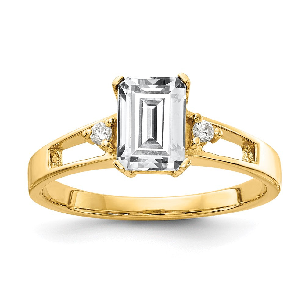 14K Gelbgold 7x5mm Smaragdschliff Zirkonia Aa Diamant Ring