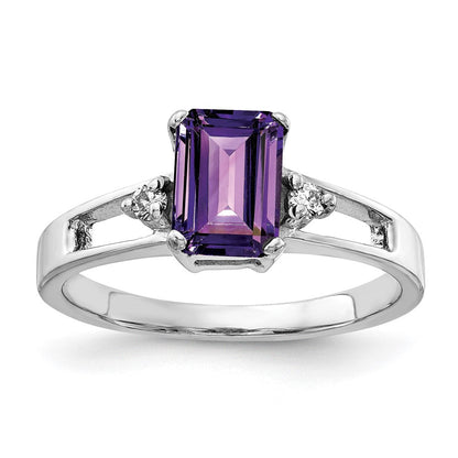 14K Weißgold 7x5mm Smaragdschliff Amethyst Aaa Diamant Ring