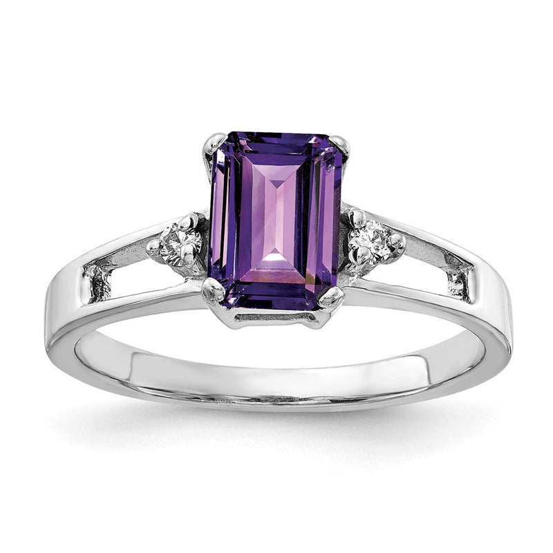 14K Weißgold 7x5mm Smaragdschliff Amethyst Aaa Diamant Ring