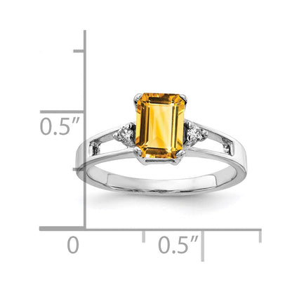 14K Weißgold 7x5mm Smaragdschliff Citrin Aaa Diamant Ring