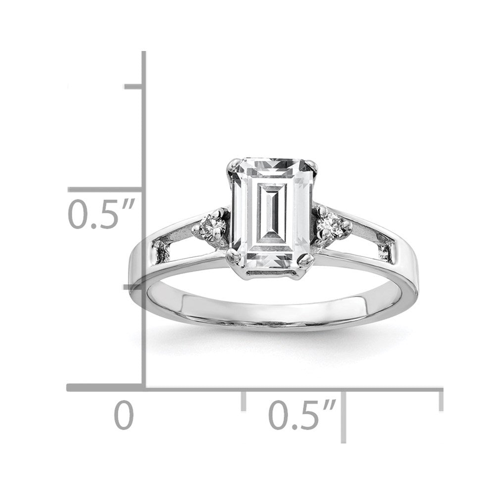 14K Weißgold 7x5mm Smaragdschliff Zirkonia Aaa Diamant Ring