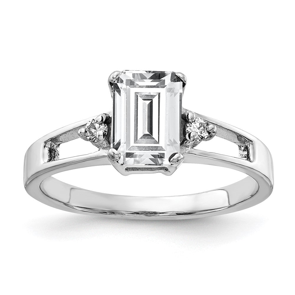 14K Weißgold 7x5mm Smaragdschliff Zirkonia Vs Diamant Ring