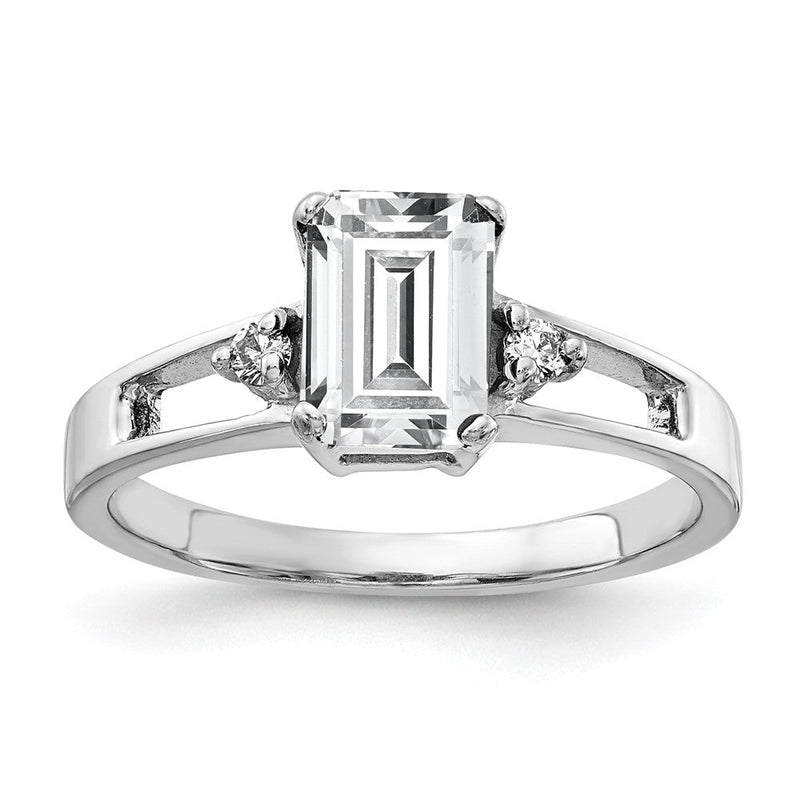 14K Weißgold 7x5mm Smaragdschliff Zirkonia Vs Diamant Ring