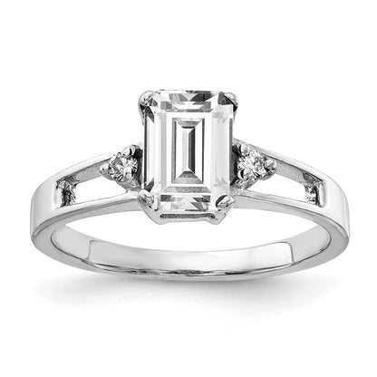 14K Weißgold 7x5mm Smaragdschliff Zirkonia Aaa Diamant Ring
