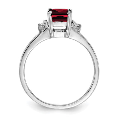 14K Weißgold 7x5mm Smaragdschliff Granat Vs Diamant Ring