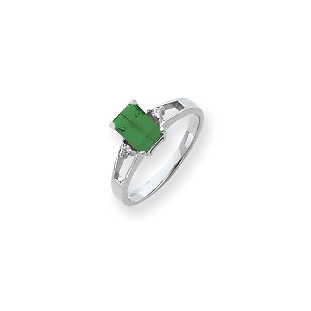 14K Weißgold 7x5mm Smaragdschliff Fassung St. Helens Aa Diamant Ring