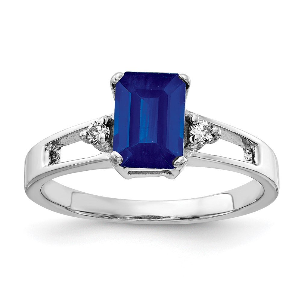 14K Weißgold 7x5mm Smaragdschliff Saphir Aaa Diamant Ring