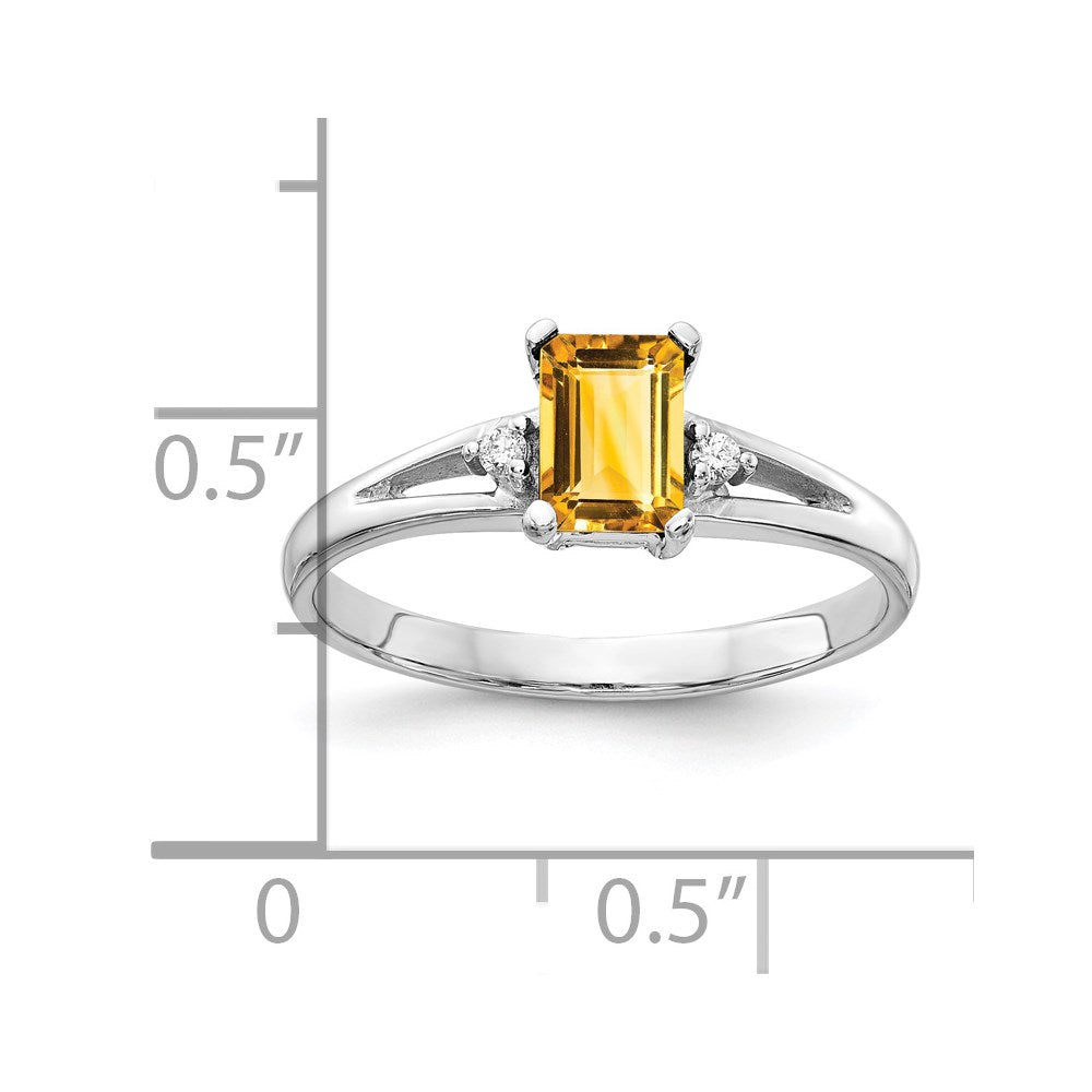 14K Weißgold 6x4mm Smaragdschliff Citrin Vs Diamant Ring