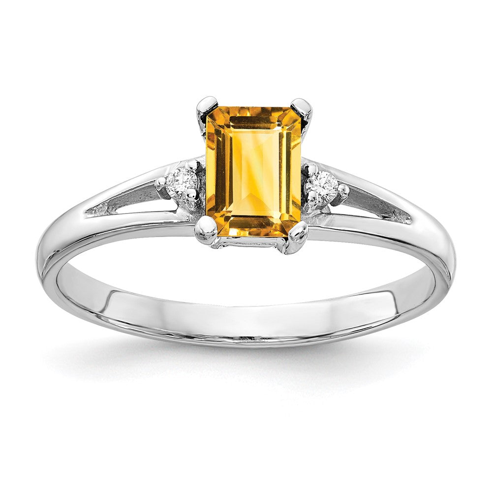 14K Weißgold 6x4mm Smaragdschliff Citrin Aaa Diamant Ring