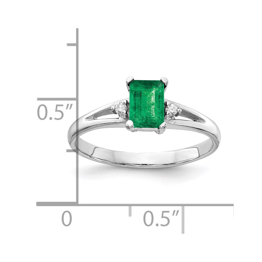 14K Weißgold 6x4mm Smaragdschliff Smaragd Aaa Diamant Ring