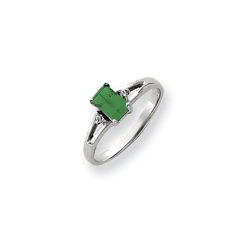 14K Weißgold 6x4mm Smaragdschliff Fassung St. Helens A Diamant Ring