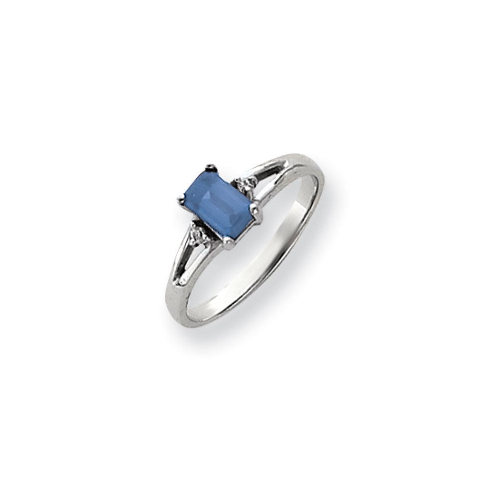14K Weißgold 6x4mm Smaragdschliff Tsavorite A Diamant Ring
