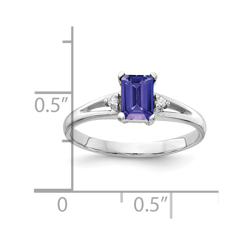 14K Weißgold 6x4mm Smaragdschliff Tansanit Vs Diamant Ring