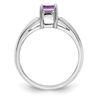 14K Weißgold Ring mit 4 mm Prinzessschliff-Amethyst