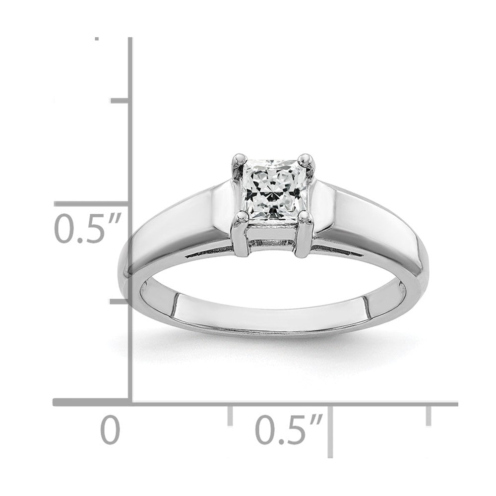 14K Weißgold 4 mm Ring mit Zirkonia im Prinzessschliff
