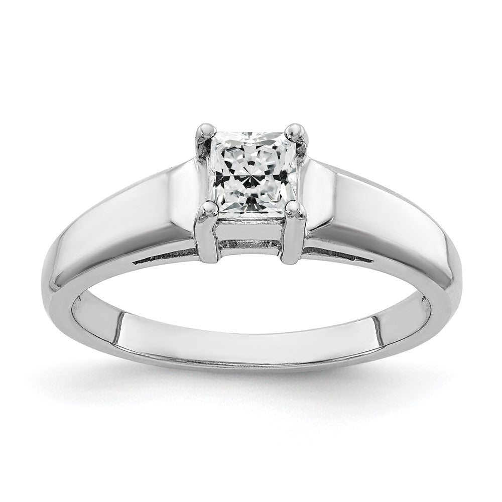14K Weißgold 4 mm Ring mit Zirkonia im Prinzessschliff