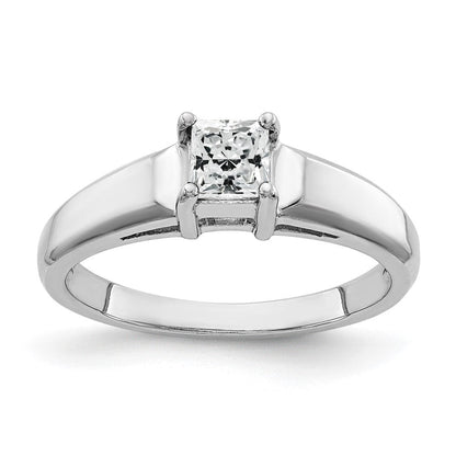 14K Weißgold 4 mm Ring mit Zirkonia im Prinzessschliff