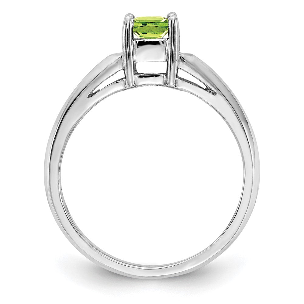 14K Weißgold Ring mit Peridot, 4 mm