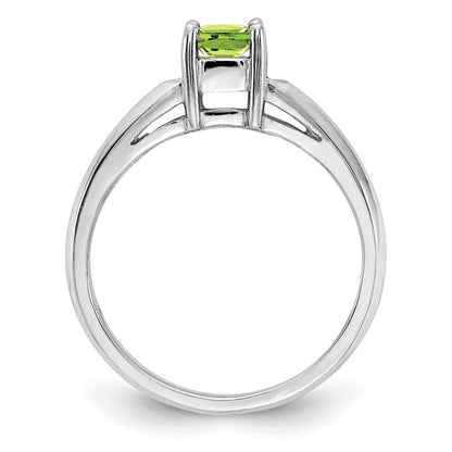14K Weißgold Ring mit Peridot, 4 mm