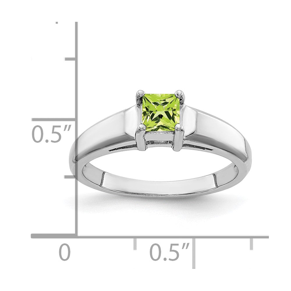 14K Weißgold Ring mit Peridot, 4 mm