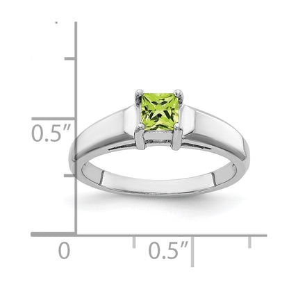 14K Weißgold Ring mit Peridot, 4 mm