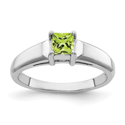 14K Weißgold Ring mit Peridot, 4 mm