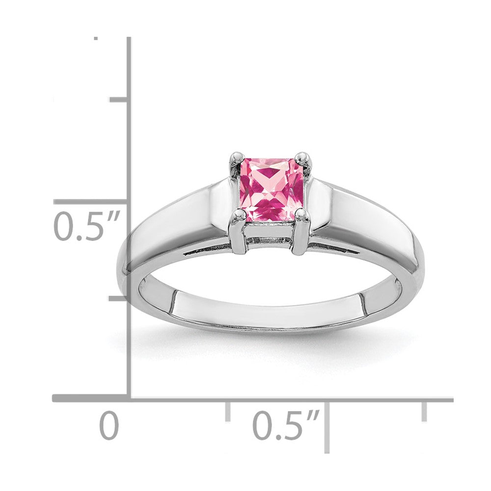 14K Weißgold Ring mit 4 mm Turmalin in Rosa im Princess-Schliff