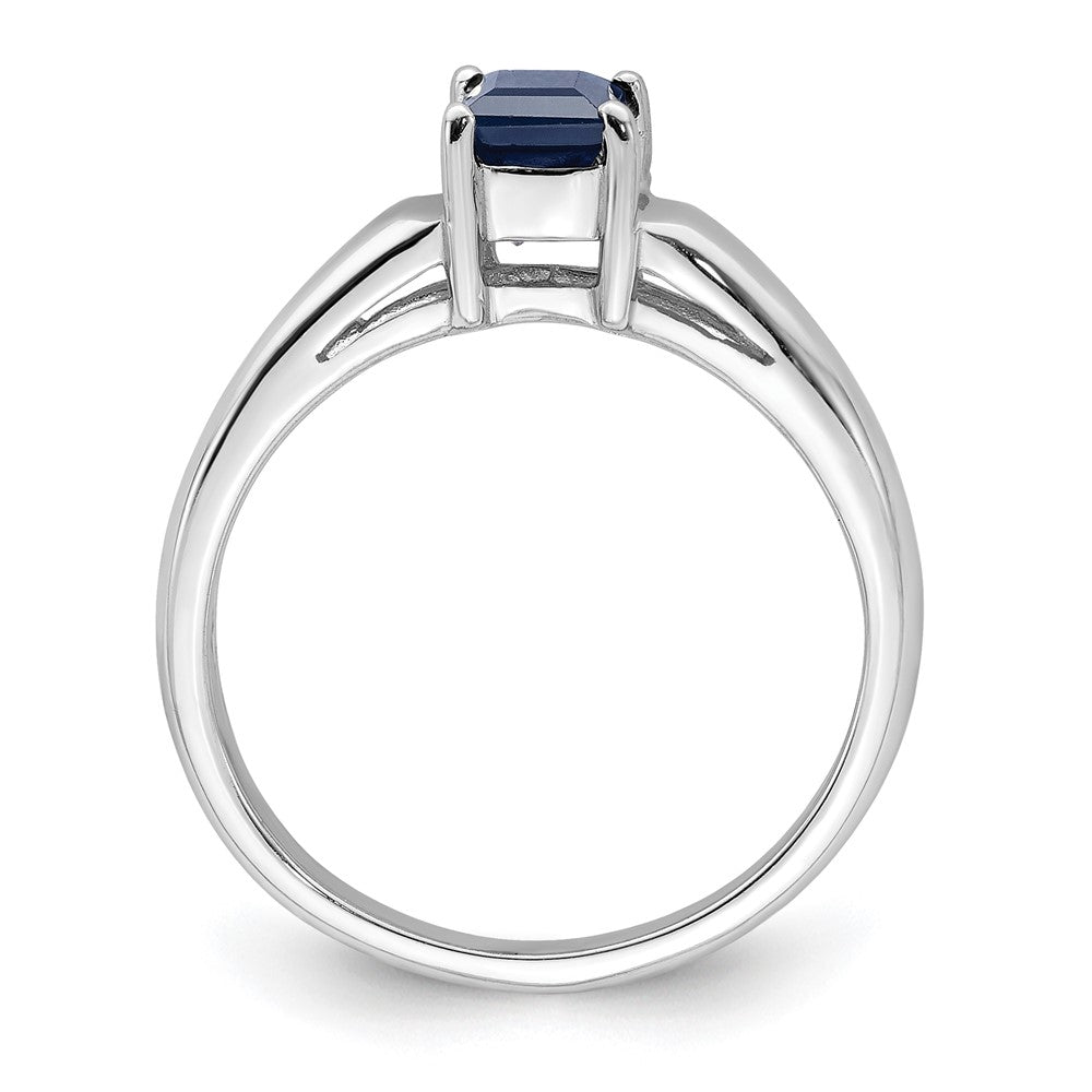 14K Weißgold 4 mm Ring mit Prinzessschliff-Saphir