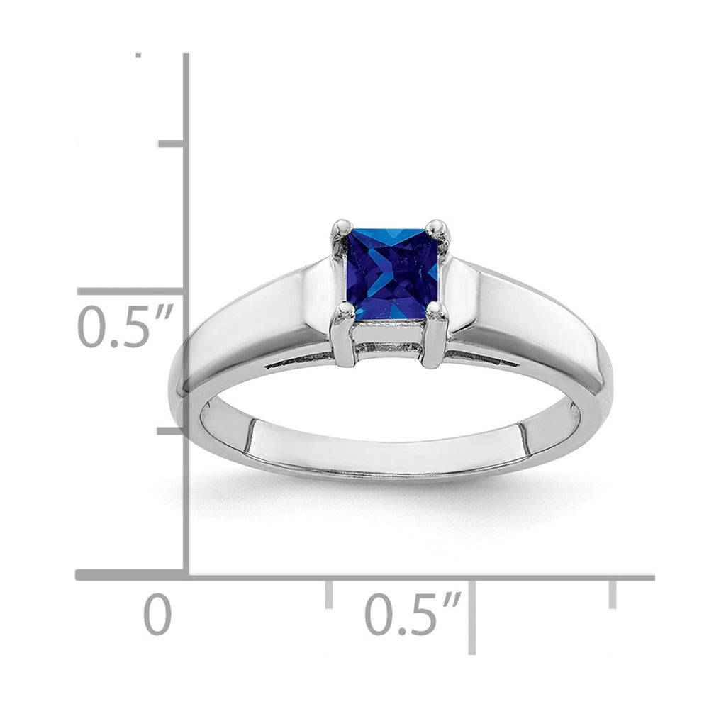14K Weißgold 4 mm Ring mit Prinzessschliff-Saphir