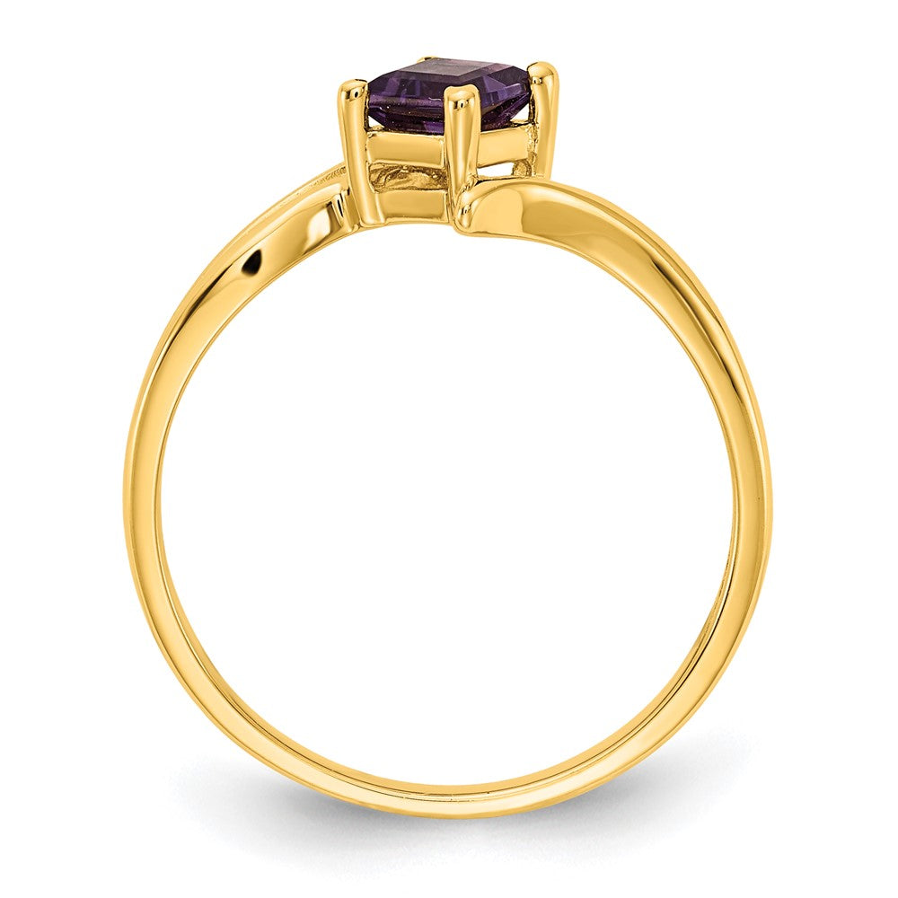 14K Gelbgold Ring mit Prinzessschliff-Amethyst, 4 mm