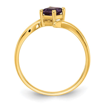 14K Gelbgold Ring mit Prinzessschliff-Amethyst, 4 mm