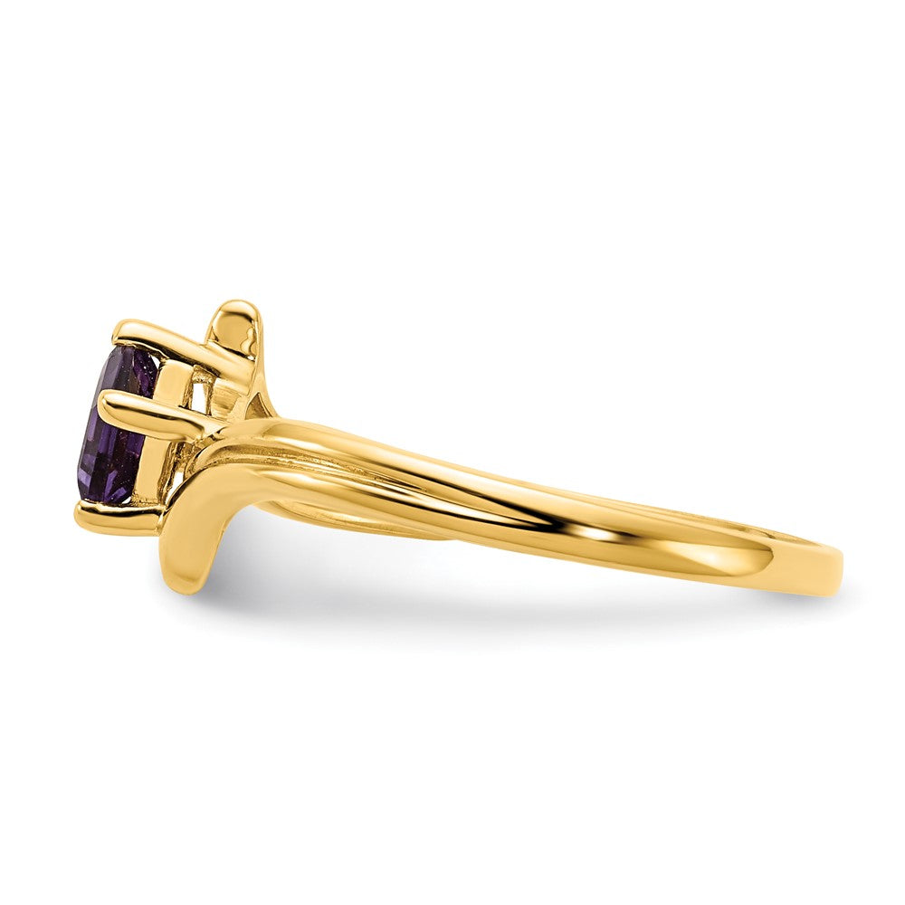 14K Gelbgold Ring mit Prinzessschliff-Amethyst, 4 mm